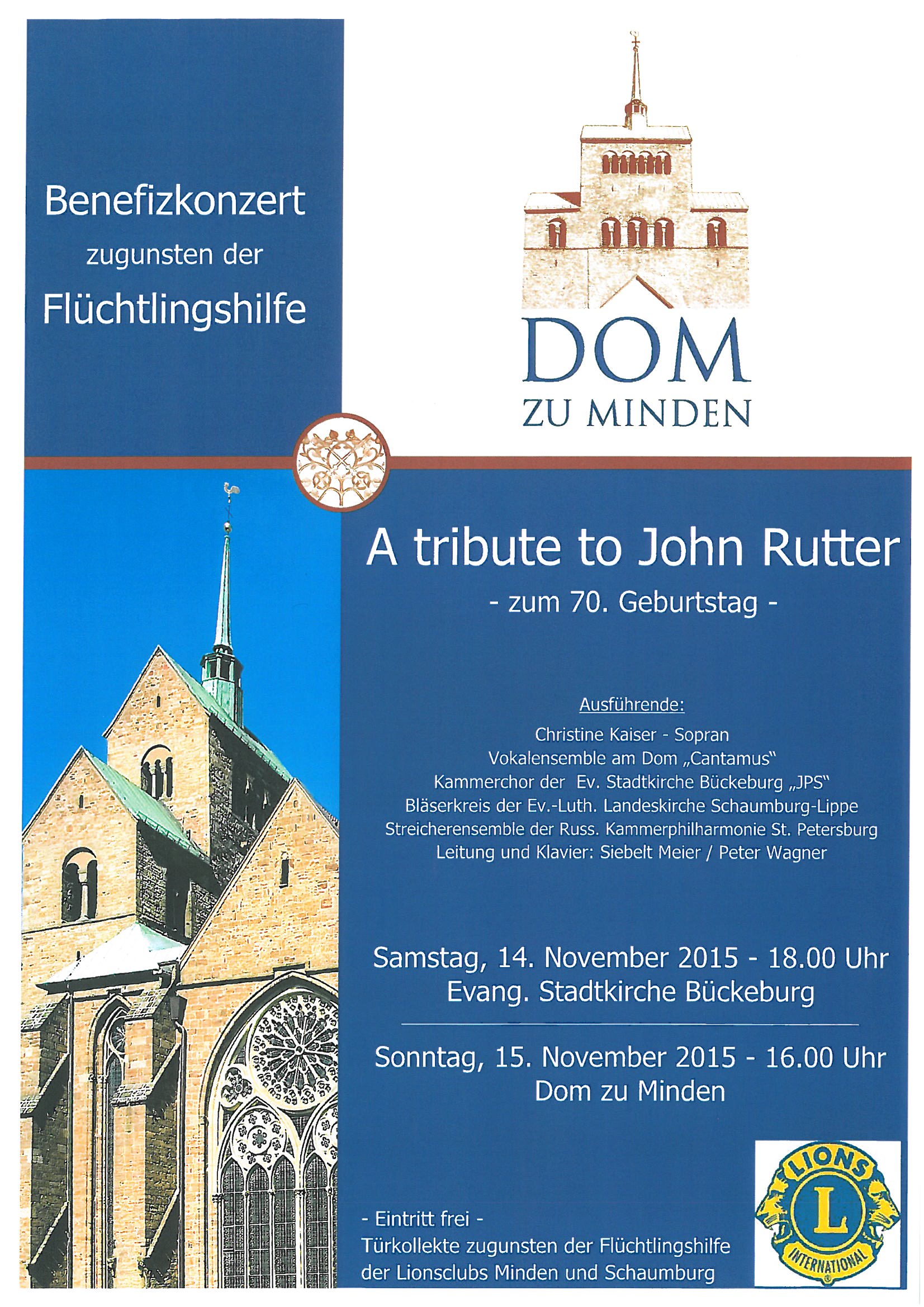 Benefizkonzert zugenden der Flüchtlingshilfe - A tribute to John Rutter