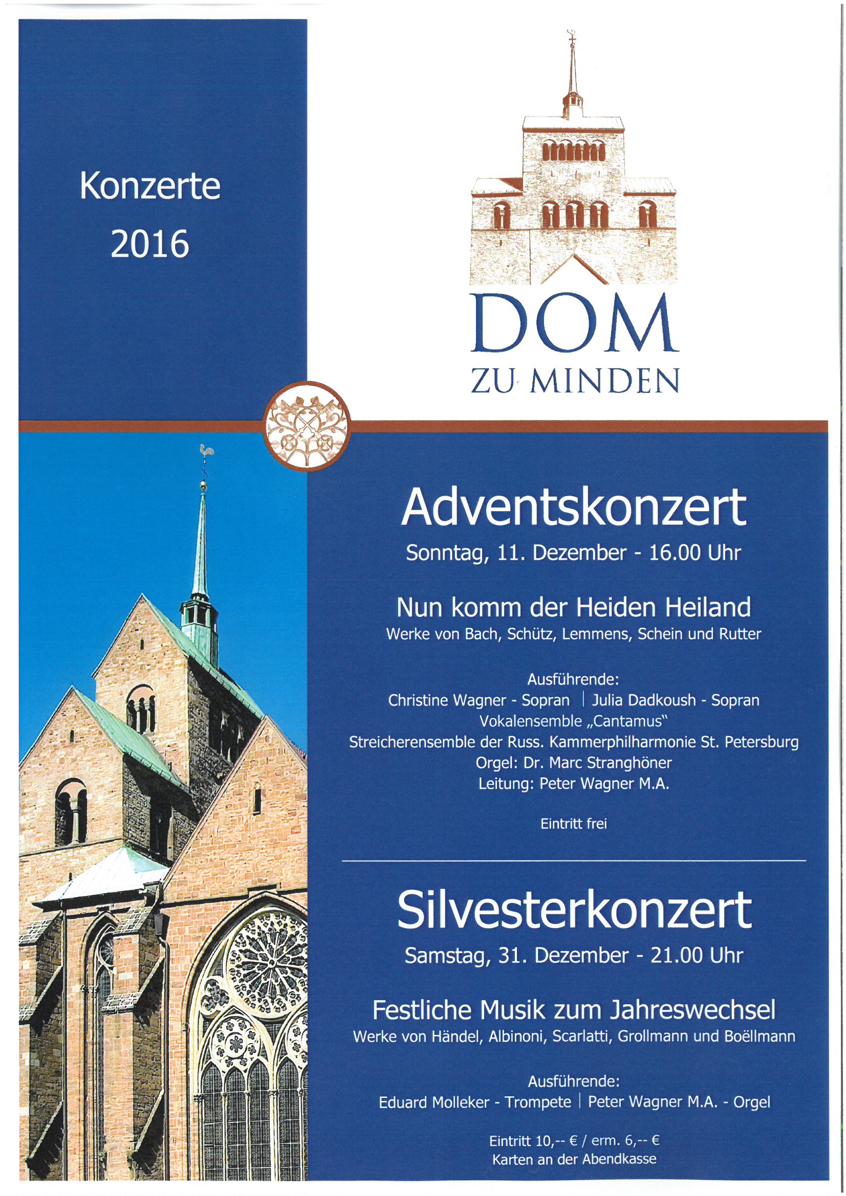 Adventskonzert am 11.12.2016 - Silvesterkonzert am 31.12.2016